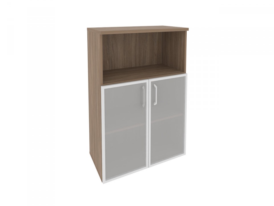 Офисная мебель для персонала ONIX O.ST-2.2R Шкаф средний широкий (2 низких фасада стекло в раме)