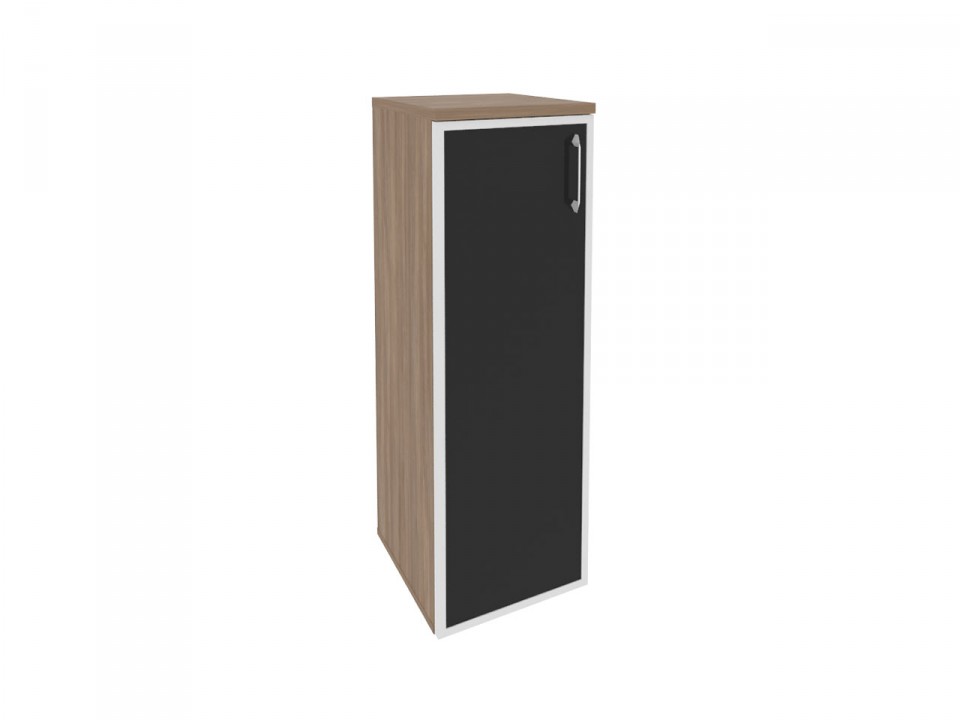 Офисная мебель для персонала ONIX O.SU-2.4R(L/R) black Шкаф средний узкий (1 средний фасад стекло лакобель в раме)